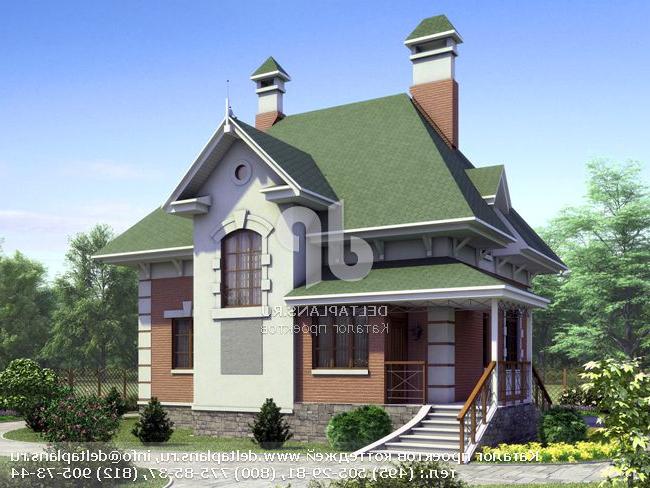 Проект дома с верандой и балконом из пеноблоков № F-131-1P Проект дома с верандой и балконом из пеноблоков № F-131-1P