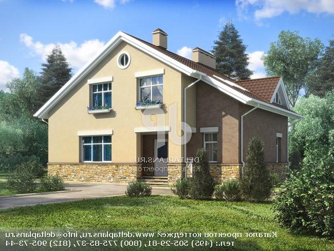 Загородный дом из пенобетона 2 этажа с верандой № H-217-1P Загородный дом из пенобетона 2 этажа с верандой № H-217-1P