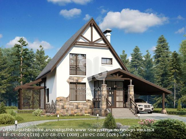 Современный дом с внешним гаражом-навесом № M-170-1P Современный дом с внешним гаражом-навесом № M-170-1P