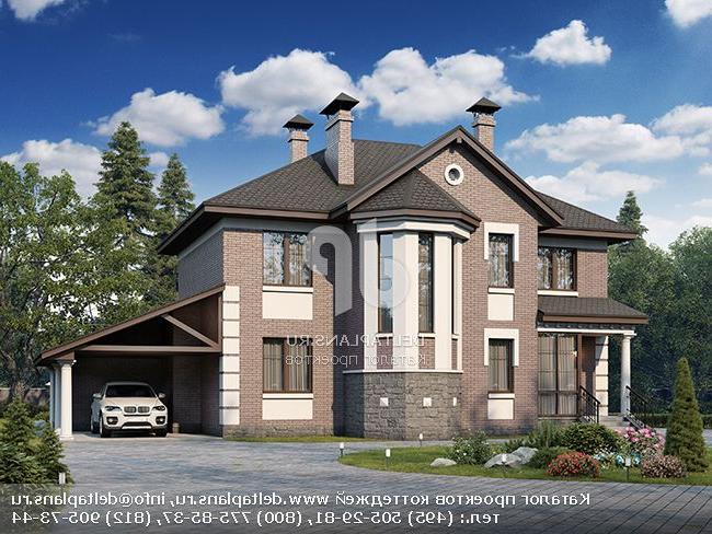 Проект коттеджа с гаражом-навесом № M-204-2K Проект коттеджа с гаражом-навесом № M-204-2K