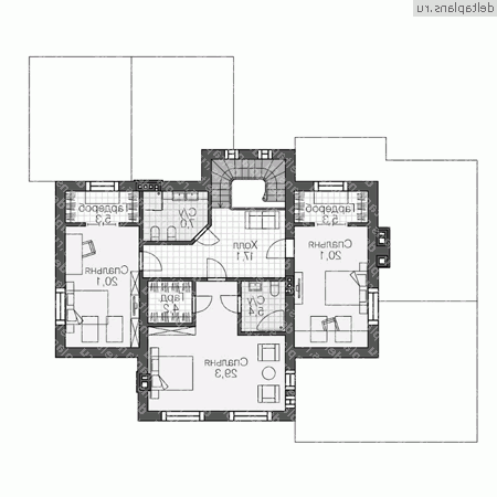 Проект пенобетонного дома № U-236-1P - 2-й этаж