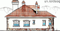 Проект одноэтажного кирпичного дома № W-145-1K [34-68] - вид справа