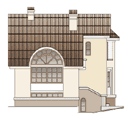 Проект двухэтажного дома с цоколем № A-168-1K - вид слева