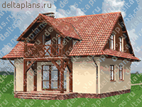 Проект квадратного дома с мансардой № A-194-1K - вид спереди