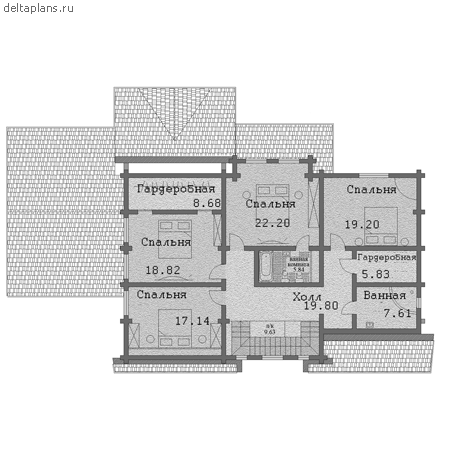 Двухэтажный коттедж из бревна № A-275-1D - 2-й этаж