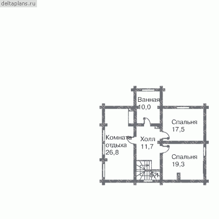 Частный дом с мансардой из оцилиндрованного бревна № A-294-1D - мансарда