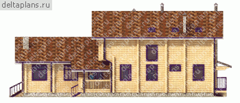 Частный дом с мансардой из оцилиндрованного бревна № A-294-1D - вид справа