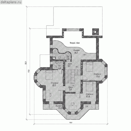 Проект кирпичного дома № A-338-1K - 2-й этаж