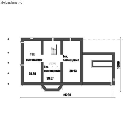 Типовой проект дома в три этажа № A-354-1K - цоколь