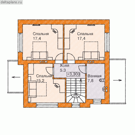 Проект газобетонного дома с цокольным этажом № B-169-1P - мансарда