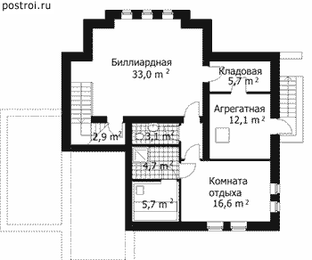 Кирпичный дом 3 этажа для постоянного проживания № B-290-1K [C-011] - цоколь