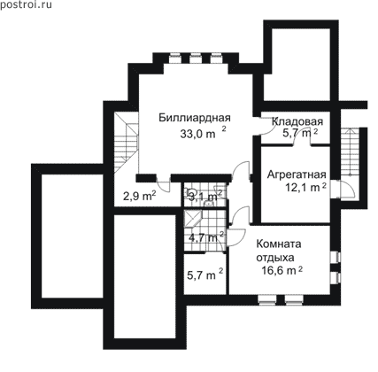 3 этажный дом из кирпича 14 на 15 № B-305-1K [32-17] - цоколь