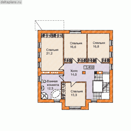 Проект 4 этажного жилого дома № B-364-1K [30-11] - 2-й этаж