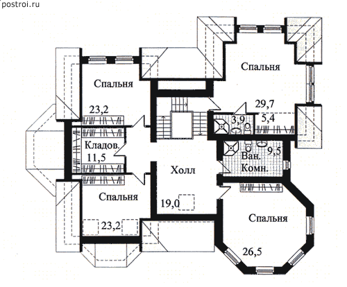 Дом с камином и бассейном № B-684-1K [34-27] - мансарда