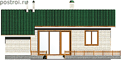 Одноэтажный дом с террасой из газобетона № C-054-1P - вид спереди