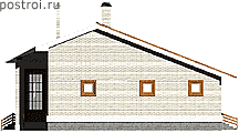 Одноэтажный дом с террасой из газобетона № C-054-1P - вид слева