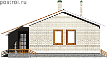 Одноэтажный дом с террасой из газобетона № C-054-1P - вид справа