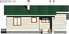 Одноэтажный дом с террасой из газобетона № C-054-1P - вид сзади