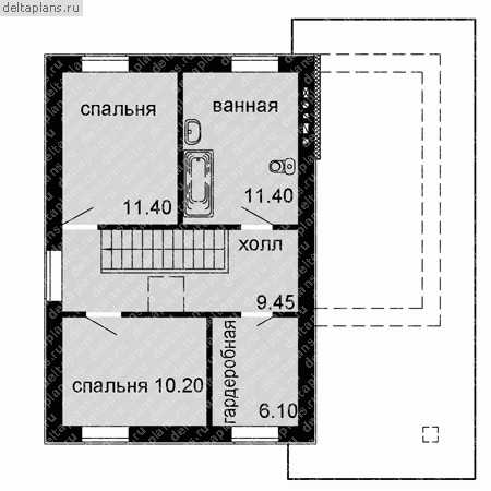 Проект пенобетонного дома № C-116-2P - 2-й этаж