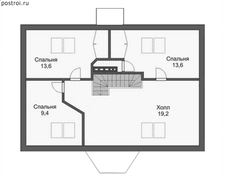 Одноэтажный газобетонный коттедж с мансардой № C-142-1P - мансарда