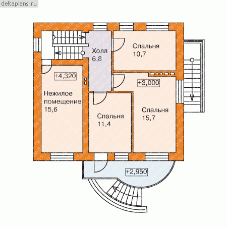 3 этажный кирпичный дом с гаражом № C-178-1K - 2-й этаж