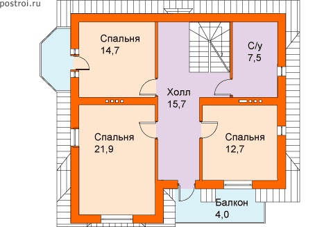 3 этажный дом с балконом c-298-1p.