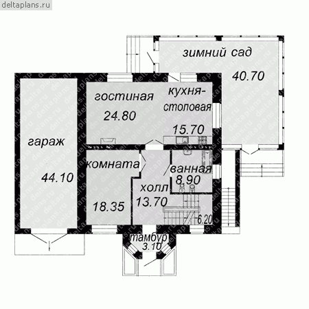 Проект кирпичного дома № C-350-1K - 1-й этаж