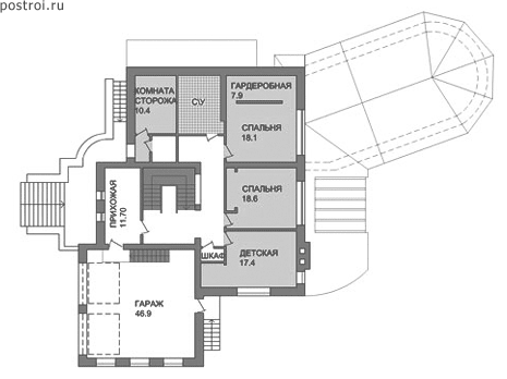 Кирпичный дом-коттедж с бассейном № C-401-1K - 2-й этаж
