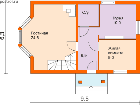 Дом для все сезонного проживания № D-088-1S - 1-й этаж