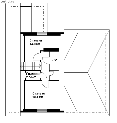 Экономичный 2 этажный дом из пенобетона № D-112-1P - мансарда