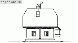Деревянный загородный дом с мансардой № D-132-1D - вид слева