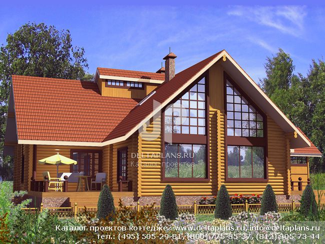 Большой деревянный дом с красивыми окнами № D-262-1D
