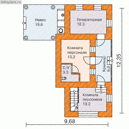 Дом для персонала, проект № E-104-1K - 1-й этаж