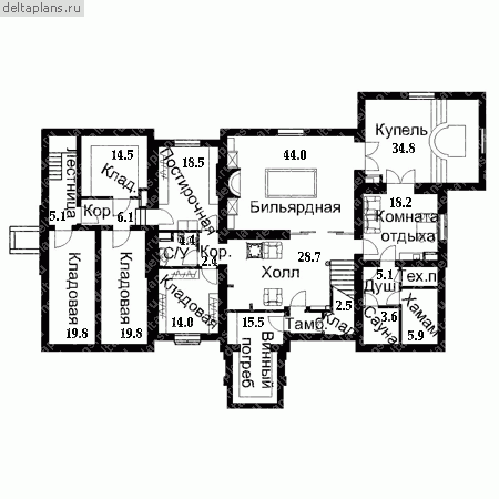 Дом с цокольным этажом и мансардой, проект № E-924-1K - цоколь