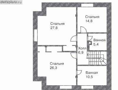 Проект дома с большой кухней  № F-190-1P - 2-й этаж