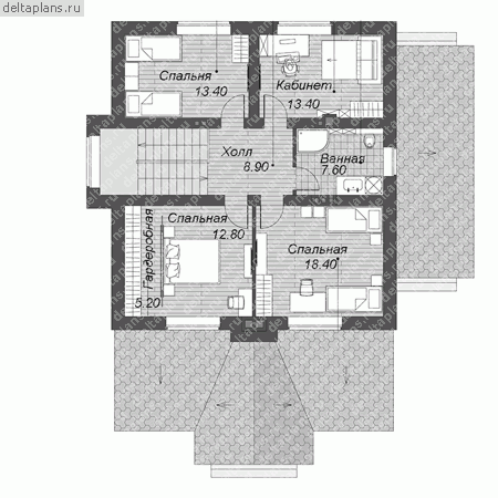 Проект кирпичного дома № F-209-1K - 2-й этаж