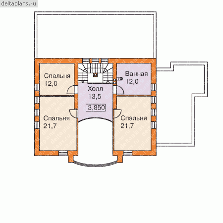 Проект пенобетонного дома № F-254-1P - 2-й этаж