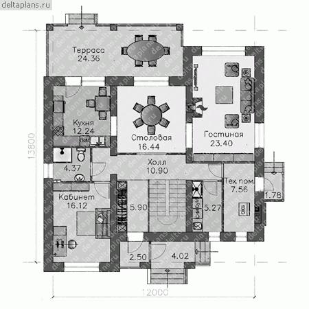 Проект 3-этажного дома № F-316-1P - 1-й этаж