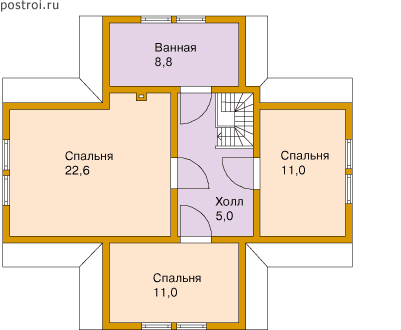 Проект бревенчатого дома № G-126-1D - 2-й этаж