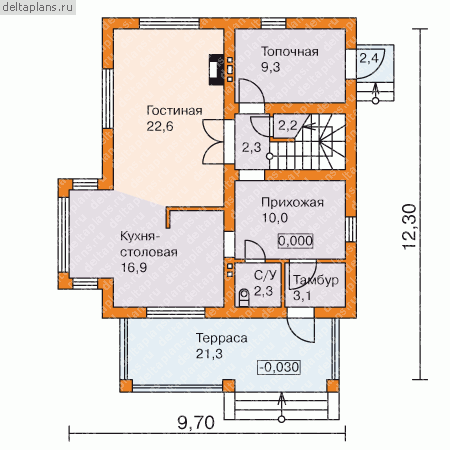 проект жилого дом коттеджа  № G-138-1P - 1-й этаж
