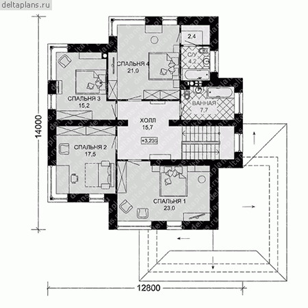 Проект дома с двойным гаражом № G-253-1P - 2-й этаж