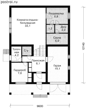 3-х этажный дом из кирпича № G-258-1K - 1-й этаж
