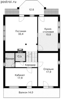 3-х этажный дом из кирпича № G-258-1K - 2-й этаж