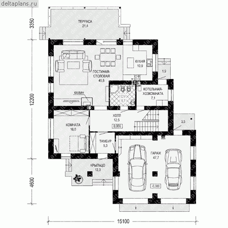Проект пенобетонного дома № G-269-1P - 1-й этаж