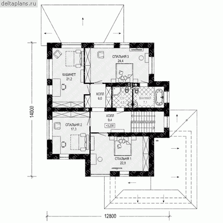 Проект пенобетонного дома № G-269-1P - 2-й этаж