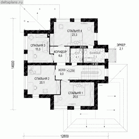 Проект пенобетонного дома № G-388-1P - 2-й этаж