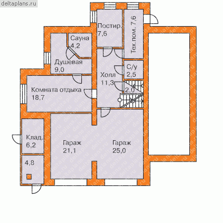 Проект элитного особняка 3 этажа № H-413-1P - цоколь