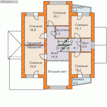 Проект элитного особняка 3 этажа № H-413-1P - 2-й этаж