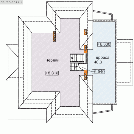 Проект элитного особняка 3 этажа № H-413-1P - мансарда