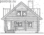 Типовой проект бревенчатого дома с цокольным этажом № I-192-1D - вид спереди